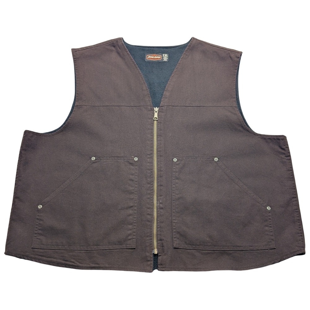 Jesse James Industrial Workwear Vest Mens 2XL Brown Fleece Lined Canvas CWC4065